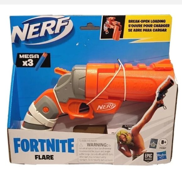 NERF Fortnite Flare Dart Blaster, Includes 3 Mega Darts, Epic Games!NEW - Picture 2 of 4